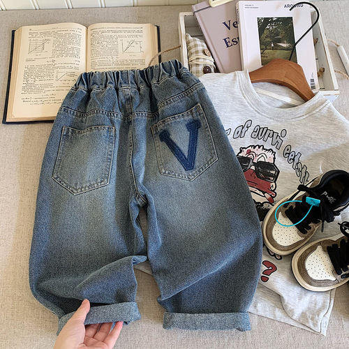 Children's Jeans 2025 Autumn New Fashion Kids' Pants Boys Korean Style Versatile Pants Baby Stylish Loose Outerwear