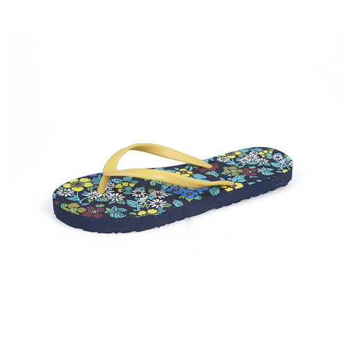 Cross-border flower pattern person-shaped backless flat sandals wholesale new women's summer outerwear fashionable flat open-toe sandals beach shoes