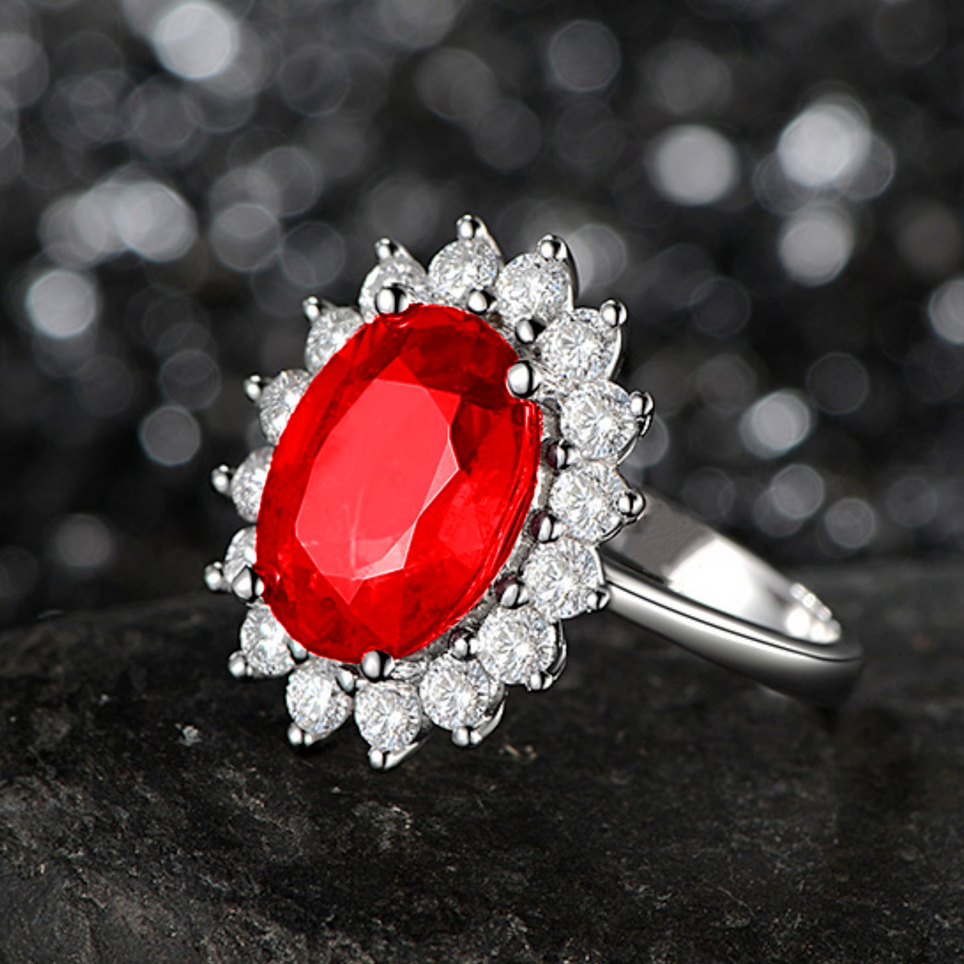 Princess Diana Style Tanzanite Sapphire Adjustable Open Ring_voghion.com