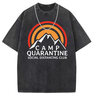 Washed Old American Style High Street Printed Short-sleeved T-shirt Women's Loose Casual Men's and Women's National Fashion Customization