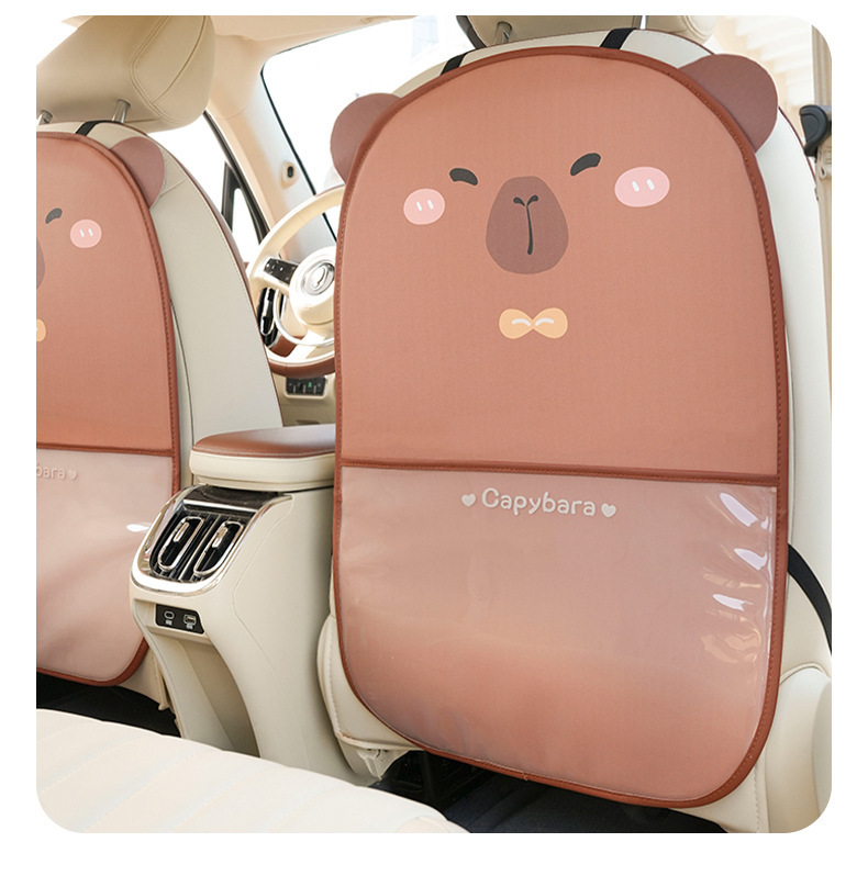 Car seat back anti-kick pad kappabala leather wear-resistant car anti-kick pad cartoon cute car anti-dirty pad