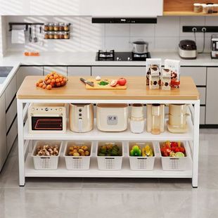 Kitchen Cabinet Storage Rack Floor-Standing Multi-Layer Storage Cabinet Multi-Functional Microwave Oven Vegetable Cutting Sideboard Storage Cabinet