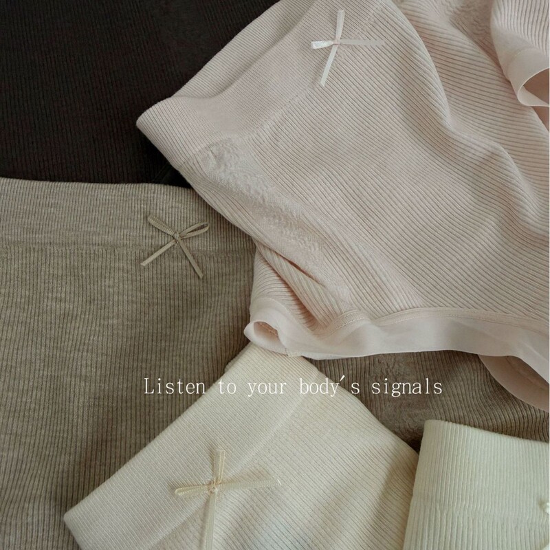 0682 Plus Size Seamless Ribbed Cotton Mid-Waist Women's Panties Simple Ribbed Solid Color Hip-Covering Knitted Briefs