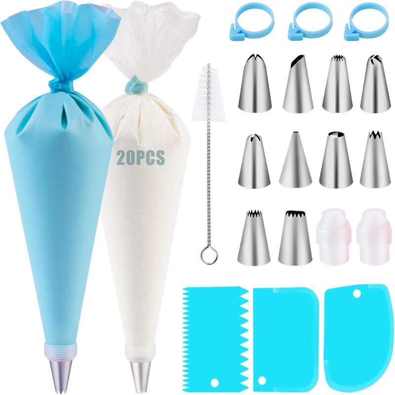 Amazon 40-Piece Set of Piping Tips, Cake Decorating Tools, Cream Piping Bag Scraper, Baking Tools