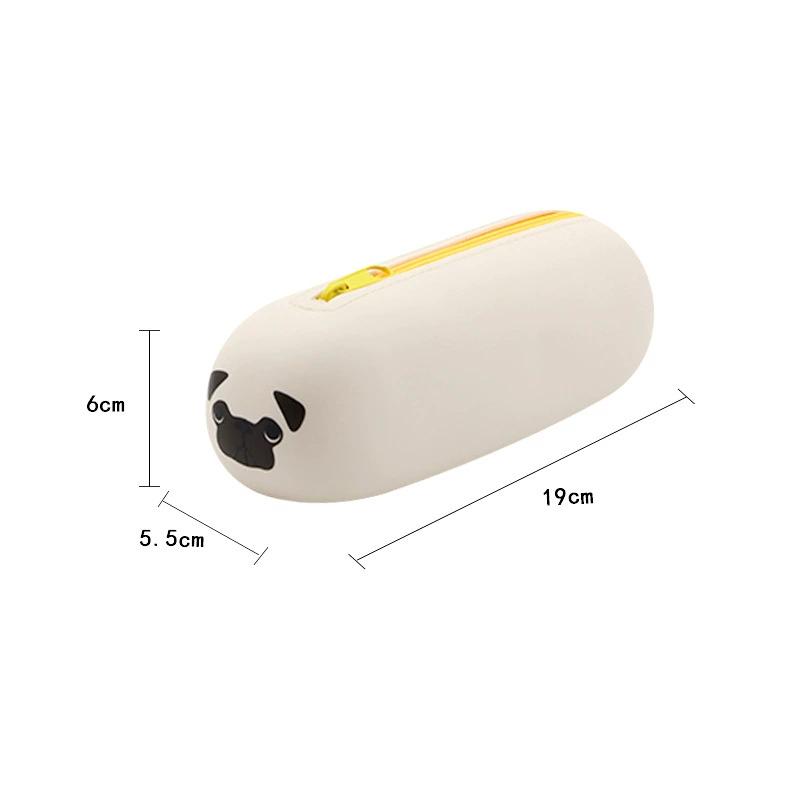 Cartoon silicone handheld cute capacious pencil case, universal storage bag for students, new collection, fall protection