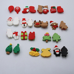 新款聖誕DIY飾品配件手工材料 聖誕樹 老人 雪人樹脂頭飾髮夾裝飾