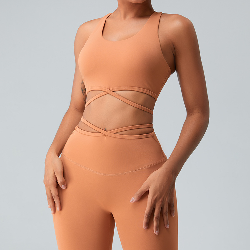 Transfronterizo europeo y americano sexy espalda ropa de yoga sujetador de las mujeres corriendo fitness chaleco en forma de I empujar hacia arriba a prueba de golpes ropa interior deportiva