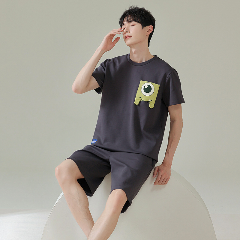 Pareja de pijamas de verano de algodón de manga corta de Internet celebridad oso lindo de dibujos animados nuevo camisón ropa de casa de las mujeres traje de verano