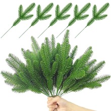 仿真植物仿真松枝 跨境专供三叉立体双面松针枝圣诞树DIY装饰配件