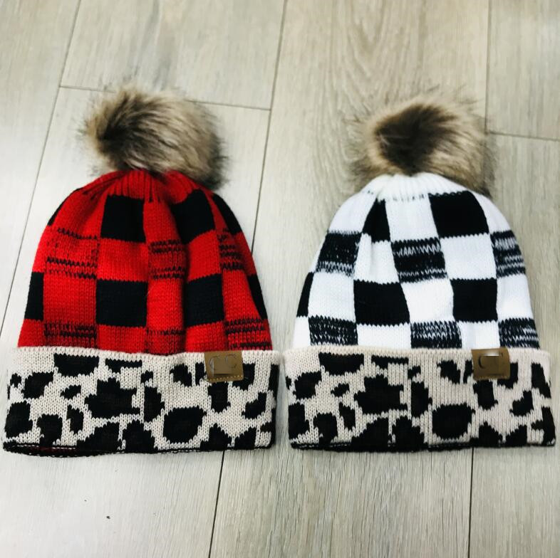 91g Weight Wool Cap Hats Type Women's Fashion Color Block Pom Poms Eaveless Wool Cap
