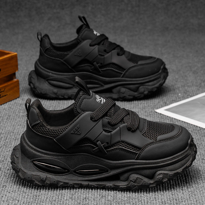 Giày thể thao nam sneaker lưới thoáng khí đế cao su đúc phun, gót thấp 1–3 cm — YC512 màu trắng, YC512 màu đen