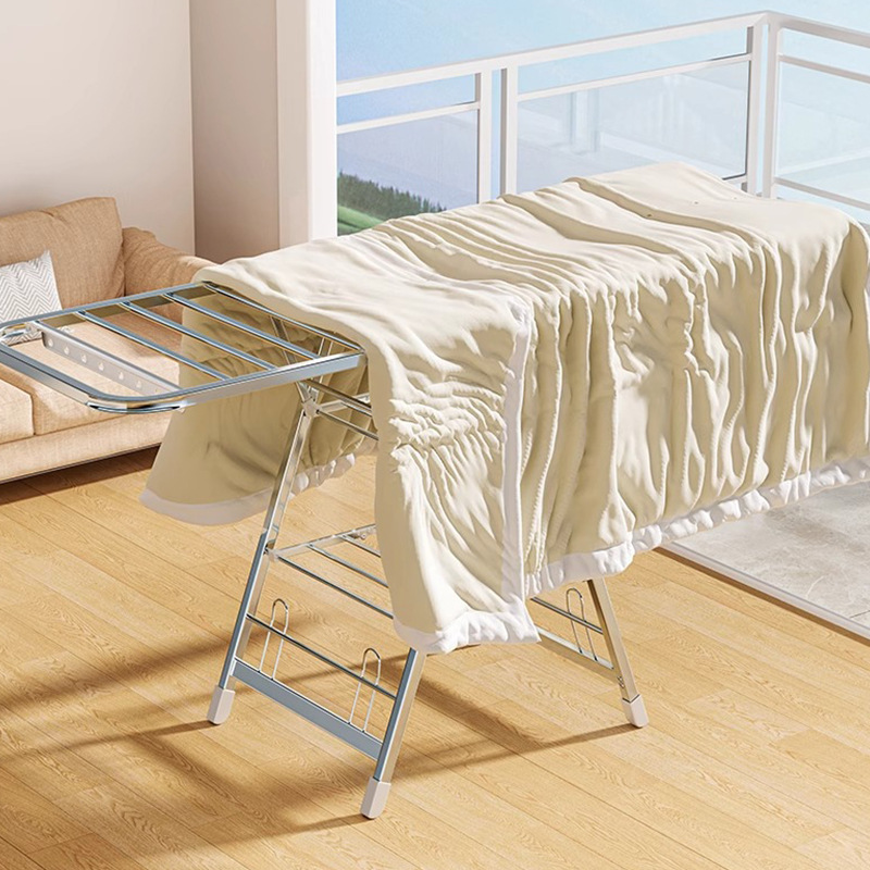 Tendedero plegable, balcón doméstico de piso a techo, estante de secado de metal, estante de edredón para bebés de interior