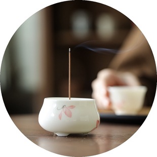 Hand-painted Magnolia Incense burner Mini Tea Set Household Indoor Sheep Fat Jade Porcelain Ornaments for Tea Ceremony Incense burner Aquilarius incense burner