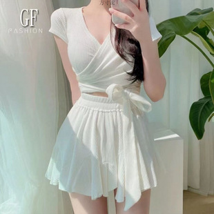 Swimsuit Women's Split Skirt Style Super Fairy Meat Covering High Waist Slimming Conservative Gathering Hot Spring Swimsuit Women's Pure Desire Ins