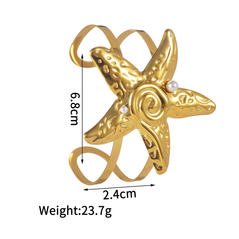 27g Weight PVD Coated Gold Plating Process 18K Real Gold Plated Plating Material Stone-Free Inlay Material Bangle Classification 1 Piece Quantity Casual, Holiday, Street Occasion 304 Stainless Steel Material Scallop, Conch Pattern Women's Gender Retro, Marine Style Style Waterproof Non Tarnish, Plating Craft PVD Coated Real Gold Plated Scallop Conch 304 Stainless Steel Retro Marine Style Waterproof Non Tarnish 304 Stainless Steel Bangle 5