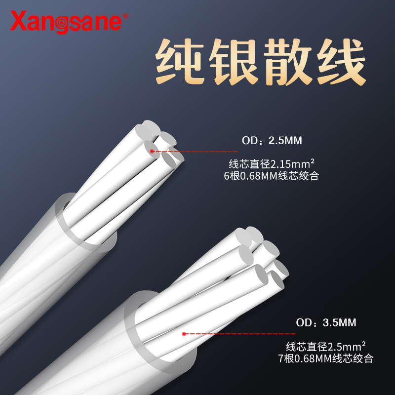 Xangsane/象神 7-Core Pure Silver Audiophile-Grade Audio Signal Cable, Loose Cable for Audio Speakers and Internal Speaker Wiring