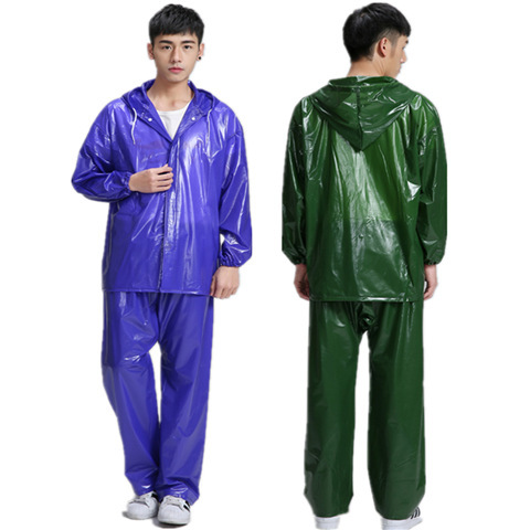 Pvc Rubber Tendon Cloth Split Raincoat and Rain Pants Set Outdoor Hiking Cycling Fishing Poncho Rainproof Clothing