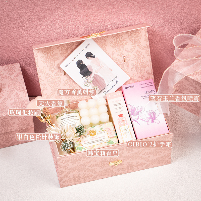 女性のブライズメイドの結婚式の記念品、親友への高級で実用的なギフト、ニッチな高級結婚披露宴のお返しギフト、ポータブルギフトボックス|undefined