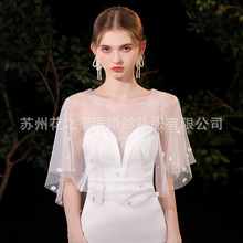 新娘结婚礼服披肩简约甜美珍珠小花鱼尾婚纱服饰配饰影楼写真道具