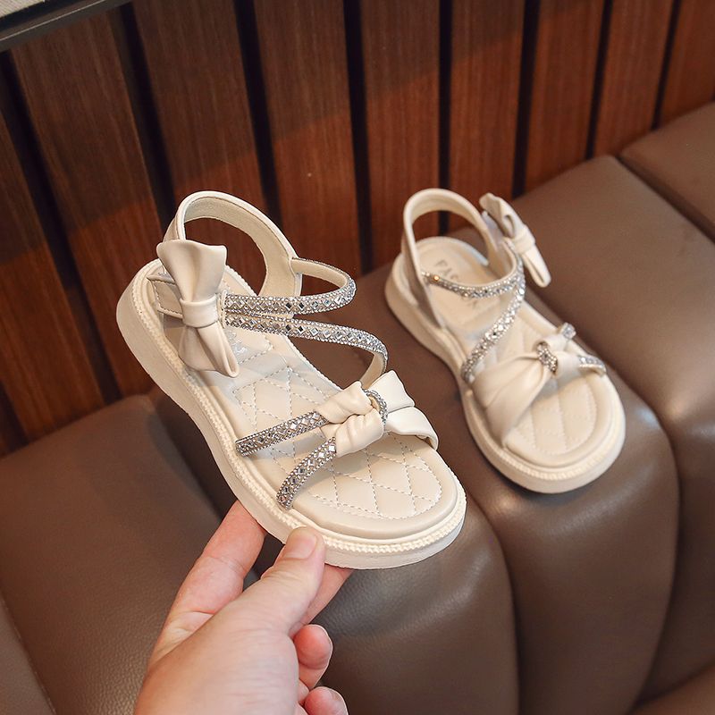 Kids' Summer Sandals 2024 New Fashion Princess Shoes for Big Kids Girls Soft Sole Non-Slip Slides Stylish