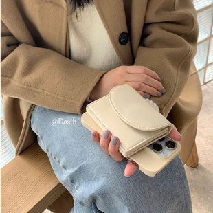 South Korea ins style short small card bag portable compact solid color simple girls new pu leather zero wholesale
