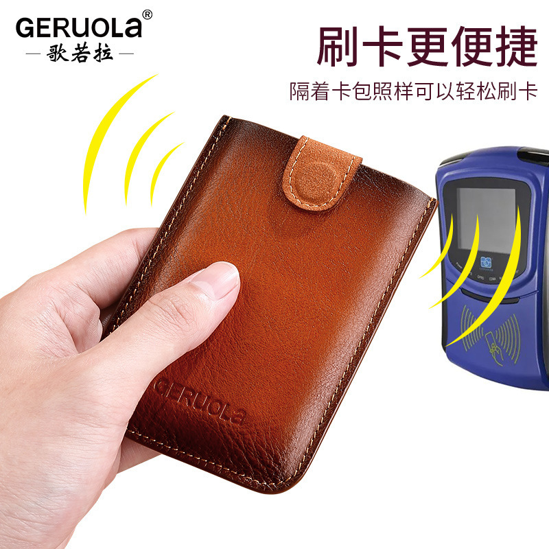 Geruola Leather Factory 2025 nuevo bolso para tarjeta de almacenamiento de cuero ultrafino para hombre, tarjeta bancaria, tarjeta de banco, tarjeta de autobús