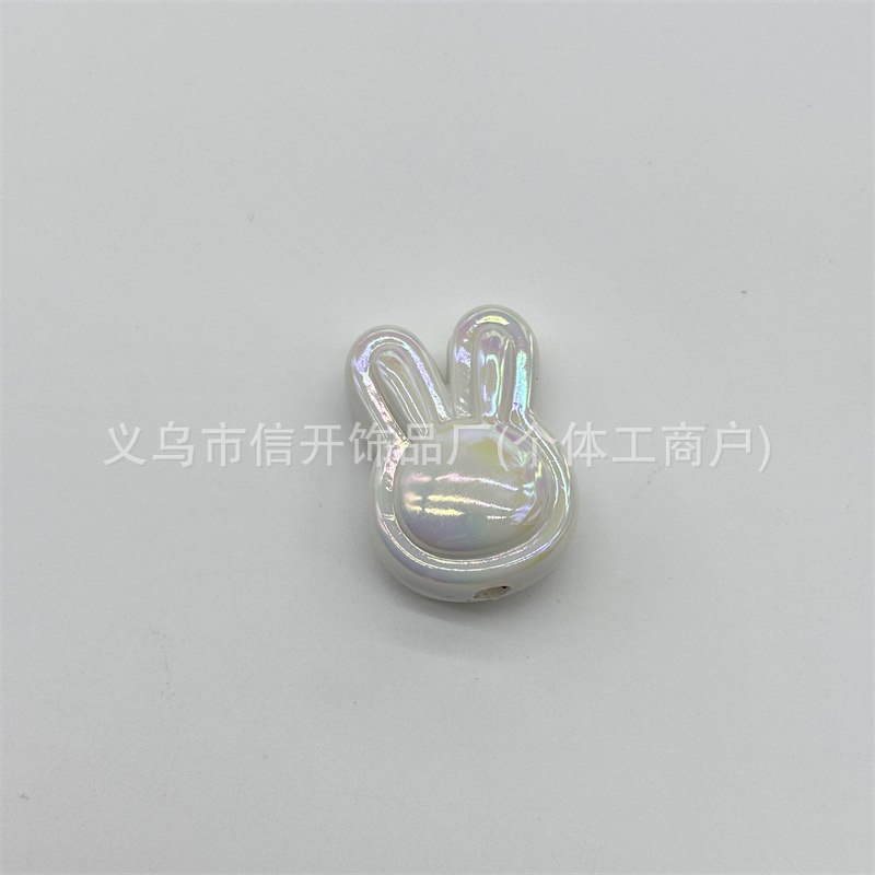 Cuentas de acrílico vibrantes con agujeros verticales y recubierto conejo, para DIY llaveros, cadenas y accesorios de joyería hechos a mano.