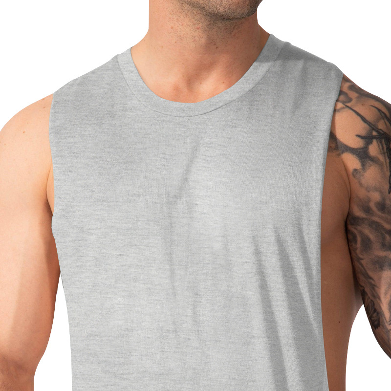 210g Weight Sleeveless Sleeve Length Cotton Blend, Polyester Fabric Type Regular Top Length Racerback Tank Tops Tops Type Casual Occasion Round Neck Neckline Loose Fit Type Solid Color Pattern Summer Season Men's Gender Simple Style Style Wholesale Men's Simple Style Solid Color Sleeveless Men's Tops 20
