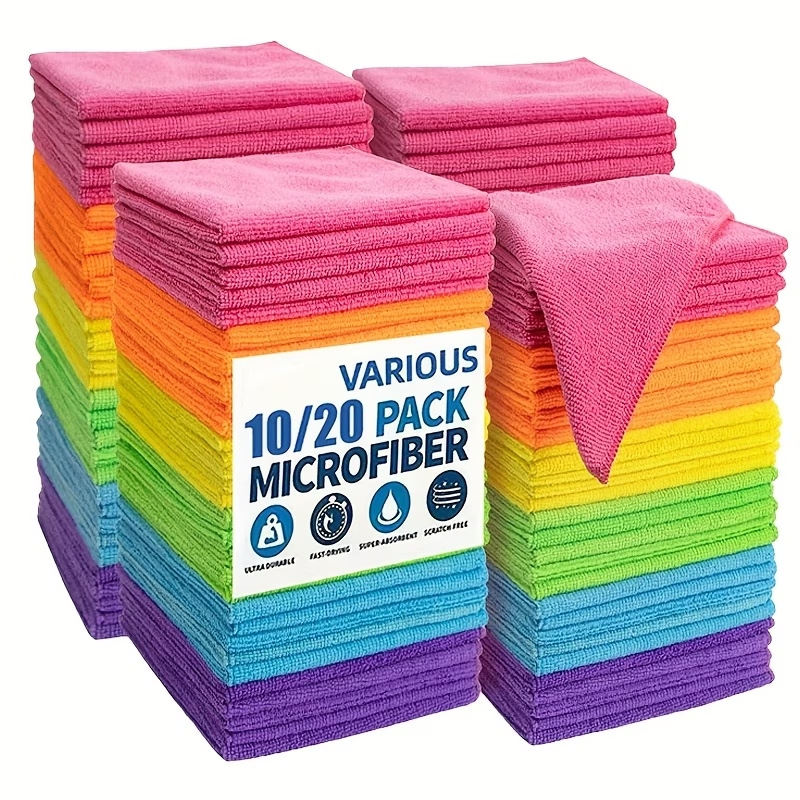 Transfronterizo temu multifuncional toallas de limpieza de cocina de color sólido microfibra toallas de cocina de alta absorción