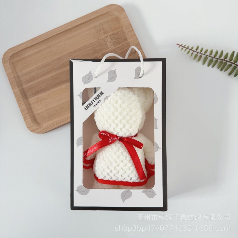 베이지 파인애플 체크무늬 곰돌이+잎 선물상자