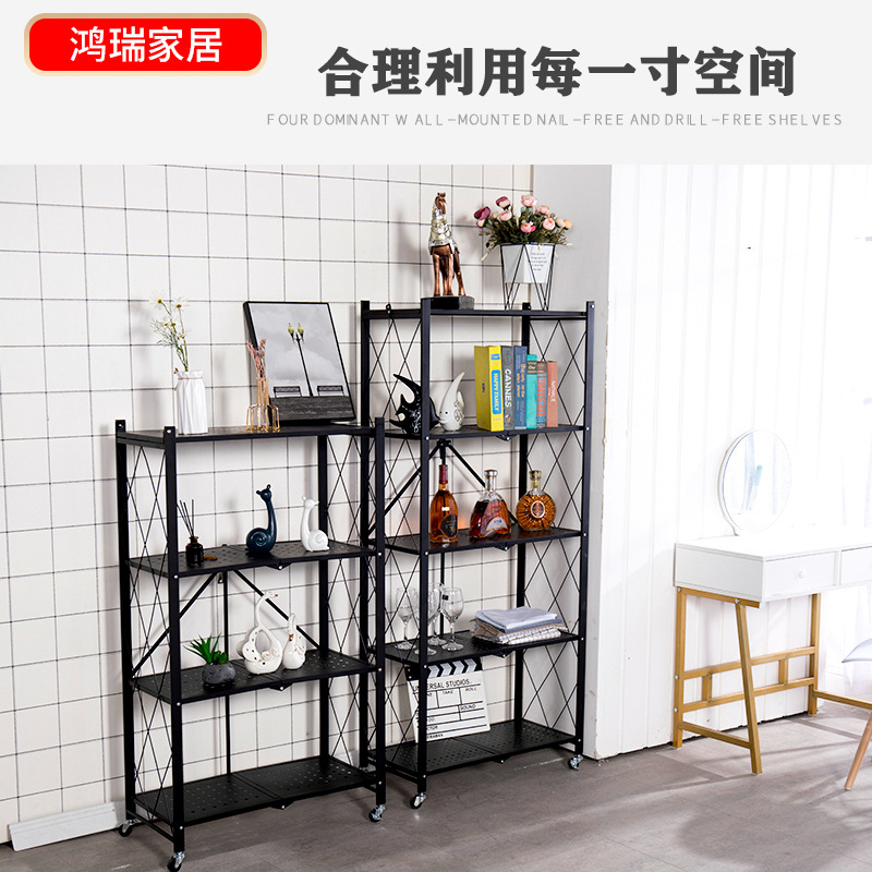 Instalación de acero inoxidable plegable libre de almacenamiento rack hogar microondas horno en capas rack de almacenamiento de cocina extraíble rack de almacenamiento