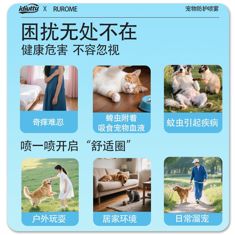 德国品牌LDIUTTU宠物防护喷雾300ml遛狗遛猫室内外均可用|undefined