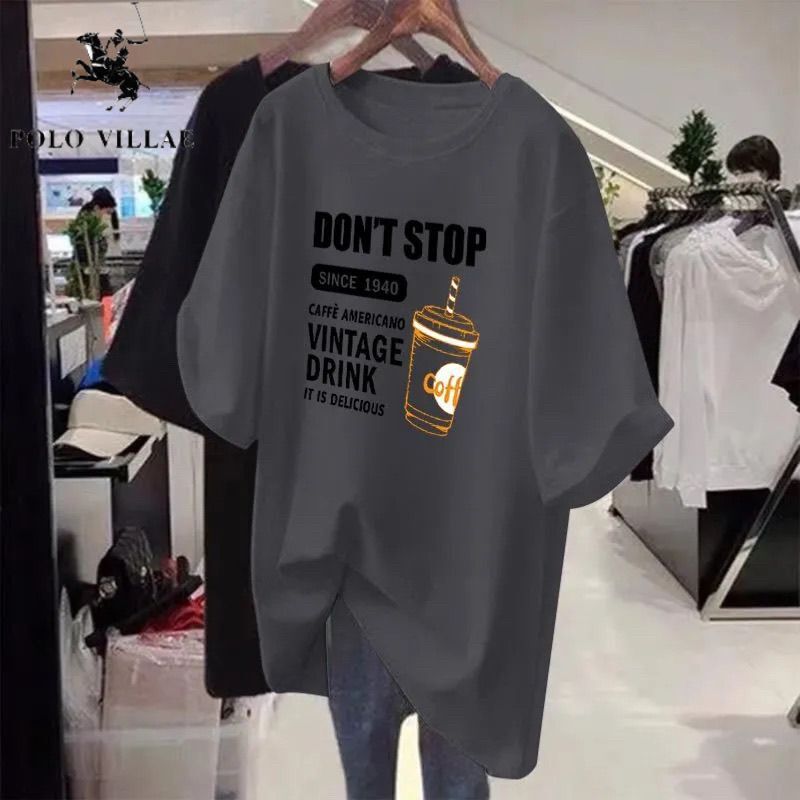 Trendy Plus-Size Women's Clothing 150kg Fat mm Large Size T-Shirt Women's Tummy-Covering Maternity Wear Women's Summer Loose Top