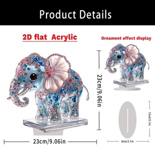 Cross-border Cartoon Blue Pink Elephant 2D Acrylic Home Living Room Bedroom Desktop Ornaments Assembly Props Decorations