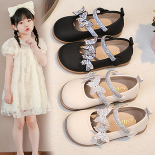 Girls Princess Shoes Plaid Shoes 2025 Spring and Autumn New Little Girls Dance Performance Shoes Baby Soft Sole Leather Shoes