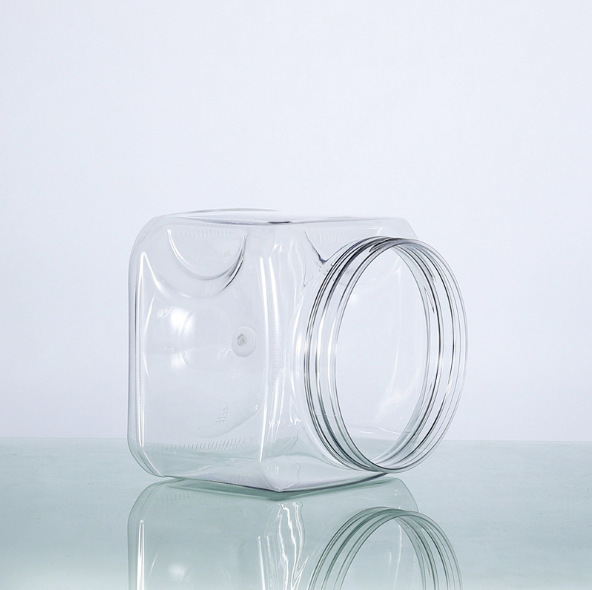 正方形のプラスチック缶 1100 ミリリットルアルミ蓋食品グレード透明包装缶ナッツ缶カシューナッツ乾物缶詰プラスチックボトル|undefined