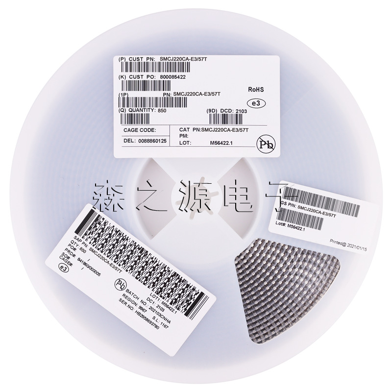 TVS瞬变电压抑制二极管 SMCJ220A/CA 单/双向 220V 贴片 SMC