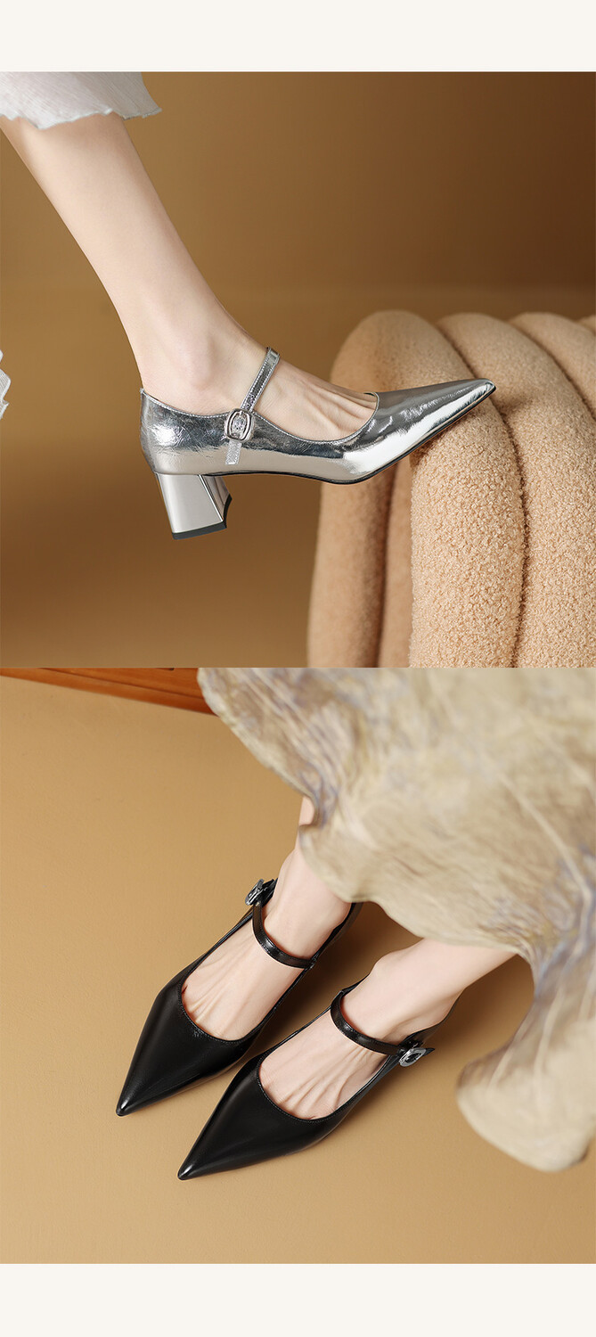 CHIKO Alicja Pointy Toe Block Heels Mary Jane Shoes