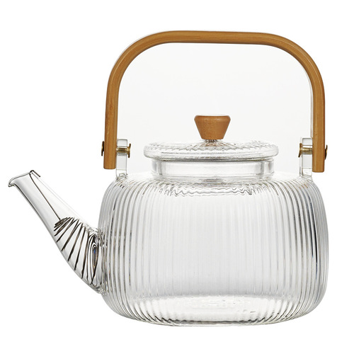 Vertical pattern electric ceramic stove steaming tea set high borosilicate glass bamboo and wooden beam kettle household kettle teapot tea set