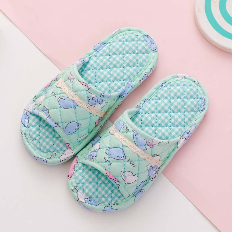 Machine washable spring and autumn cotton cartoon cute baby girl floor slippers boys silent silent cloth slippers