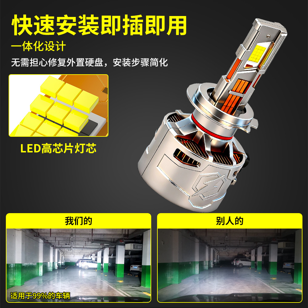 Shangxian nuevo automóvil led faro H7 tres tubos de cobre de alto brillo bombillas de automóvil cerca y lejos del faro del automóvil image 2