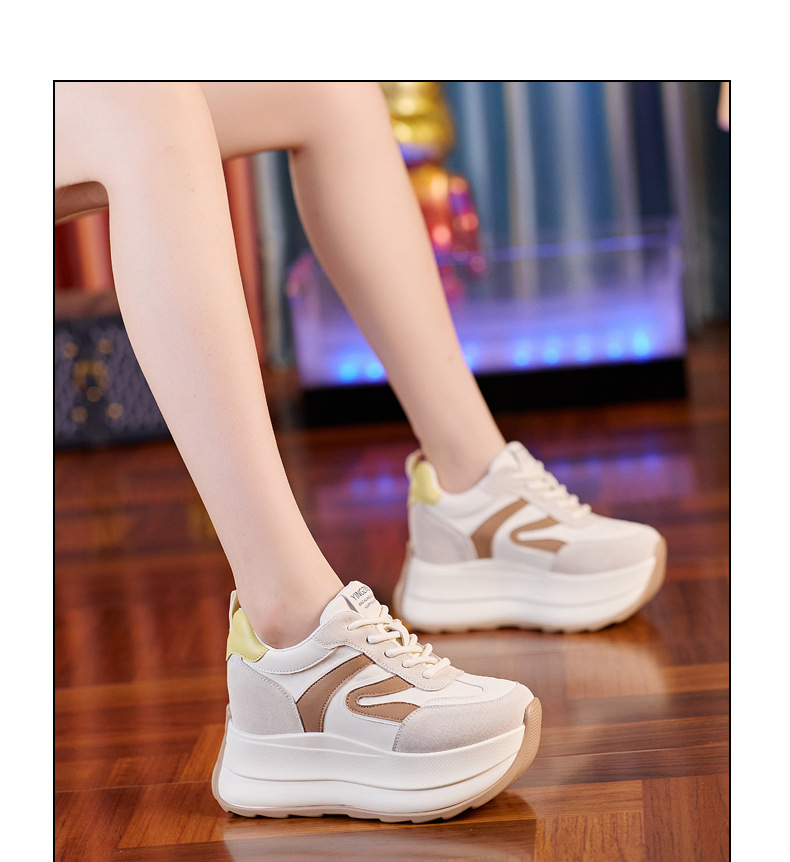 Giày sneaker nữ đế dày tăng chiều cao dáng nhỏ khoe chân — Màu be chi tiết 12