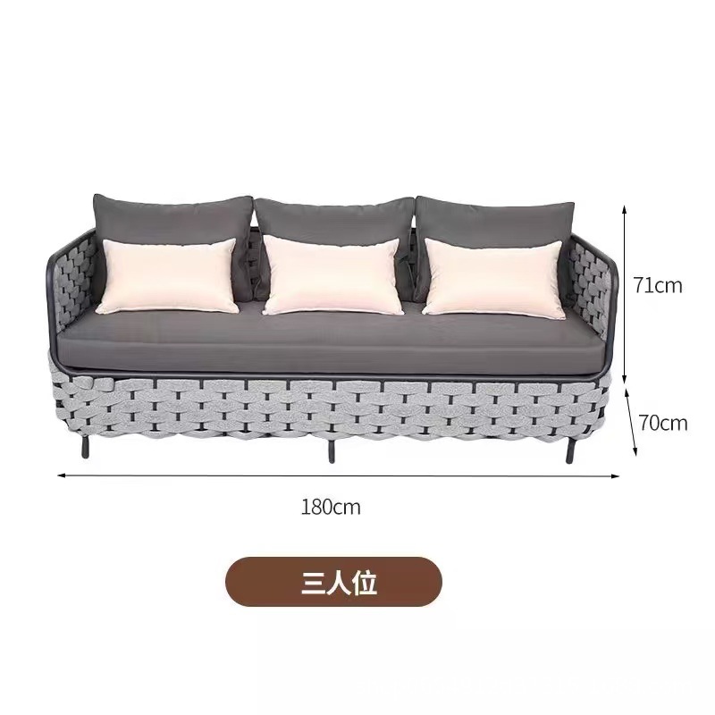 Ventas transfronterizas directas al aire libre de aleación de aluminio caña sofá casual minimalista villa patio terraza hotel interior y exterior