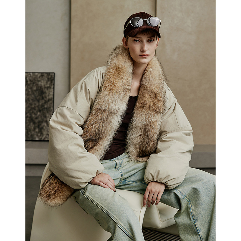 五十而立『雪山派克』超大貉子毛领皮草羽绒服宽松大版派克羽绒