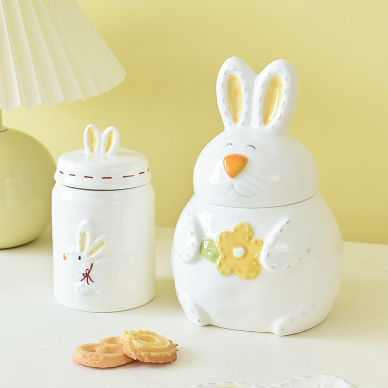 Transfronterizo spot de pascua cerámica jarra de huevo pintada a mano latas de dulces adornos para el hogar latas de almacenamiento de alimentos pascua