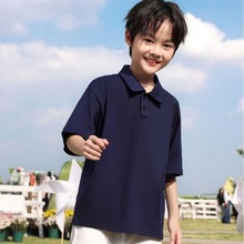 200克精梳棉短袖POLO衫儿童 幼儿园培训班翻领纯棉T恤衫印字LOGO