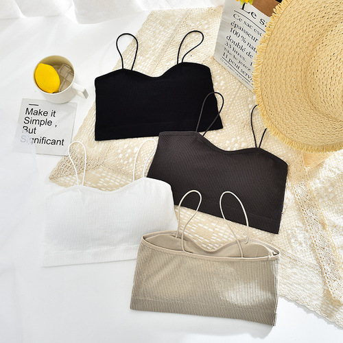 Spring and summer new style beautiful back sling wrap breast thin shoulder strap beautiful back tube top underwear Japanese girl bra bottoming vest