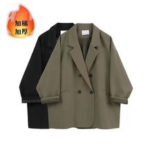 大码女装春秋季新款时尚胖mm韩版显瘦潮流ins复古西装宽松女外套