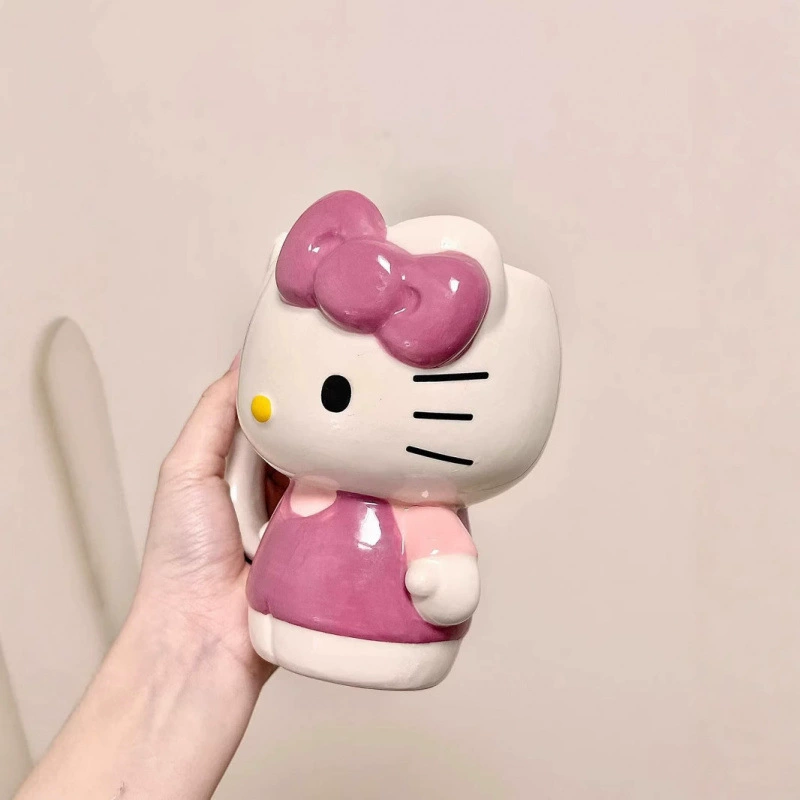 Керамическая кружка Hello Kitty Katie Cup, креативная кружка, мультфильм, милые девушки, водяная кружка, практичная, большой объем
