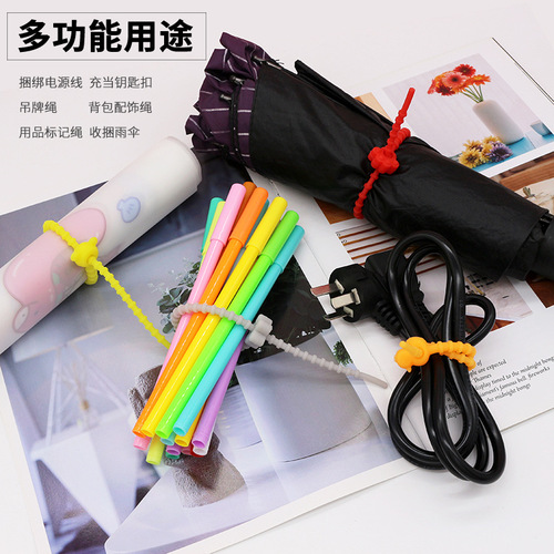 Colorful silicone cable management with cute data cable ties Desktop computer cable storage and cable organizer reusable